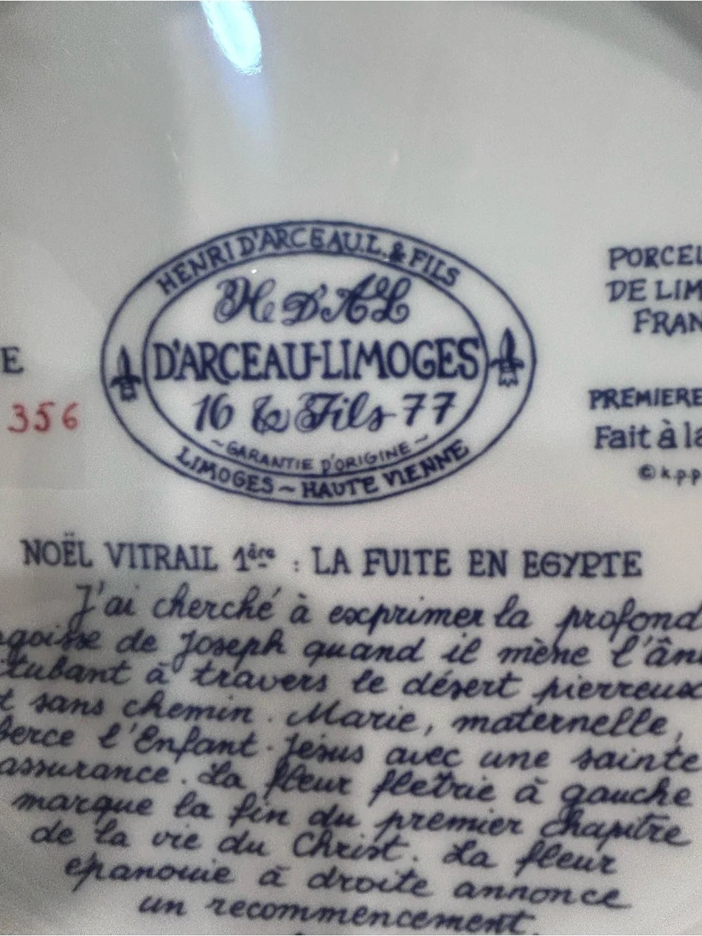 Vintage Limoges Noel Vitrail La Fuite En Egypt Decorative Collectors Plate